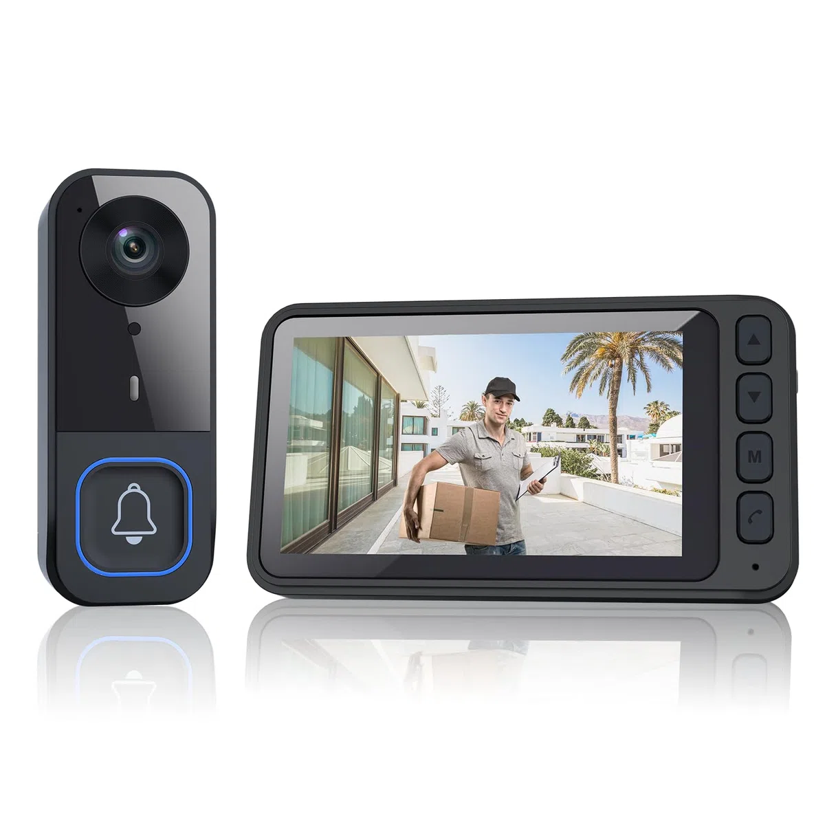 Winnes Videoportero Inalámbrico con Pantalla IPS de 4,5”, Timbre sin WiFi ni App, Comunicación Bidireccional, Visión Nocturna Infrarroja, Grabación Local, Alcance 120 m