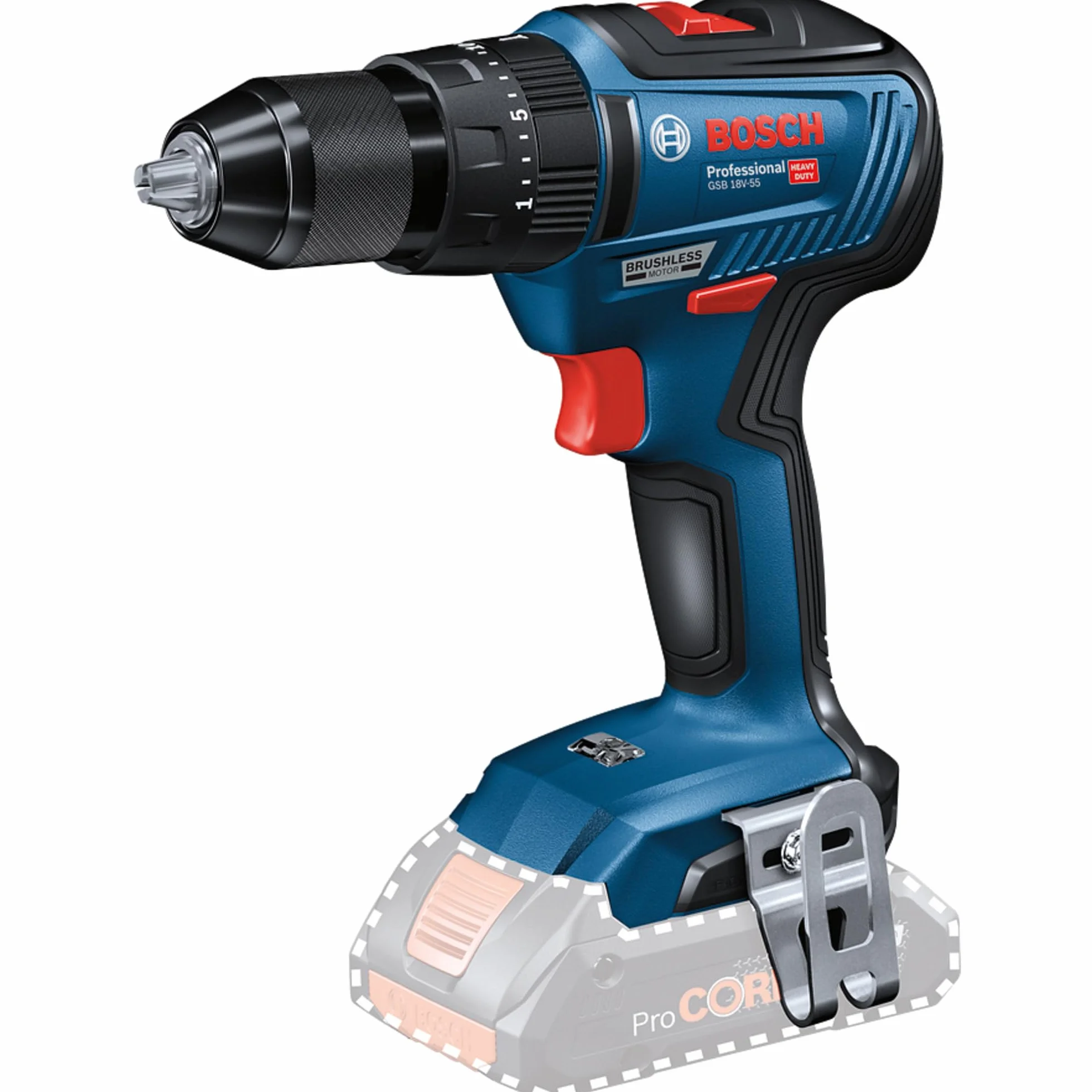 Bosch Professional 18V System taladro con percusión a batería GSB 18V-55 (par de apriete máx. 55 Nm, sin batería/cargador)