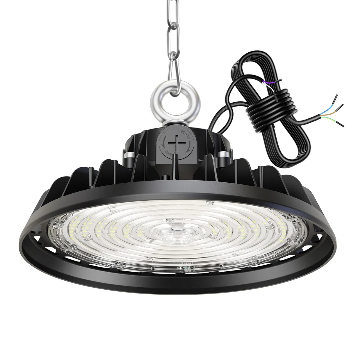 150W LED Lámpara de Alta Bahía 25500LM Campana led 4000K Industrial Regulación 90W/120W/150W IP65 Antipolvo e Impermeable Foco LED 120° Driver Industrial Para Fábricas,Talleres,Garajes