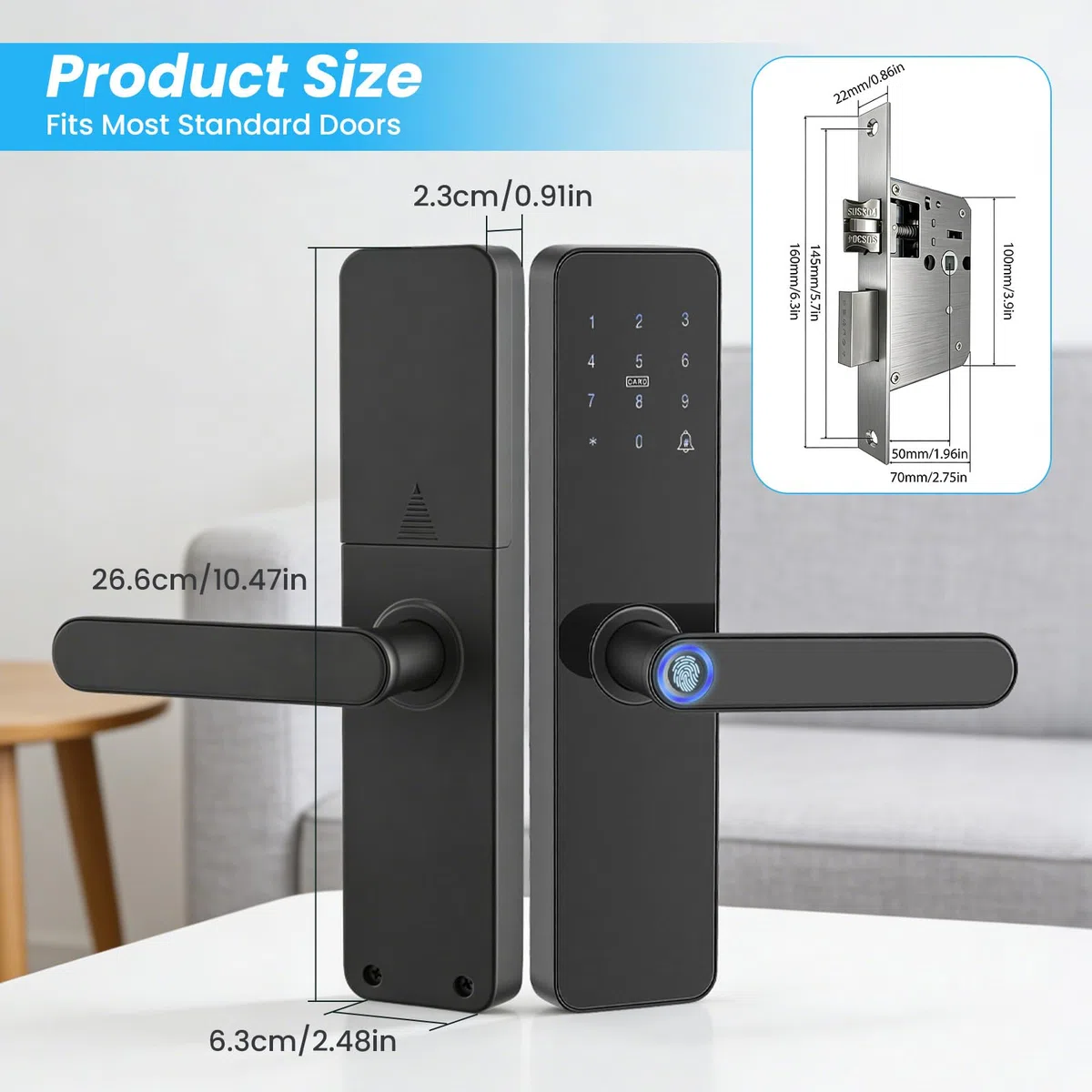 Cerradura Inteligente 6 en 1: Huella, App y código – para Puertas de Madera, Bluetooth, Acceso Remoto, contraseñas temporales, Montaje DIY, Compatible con Tuya Smart Life