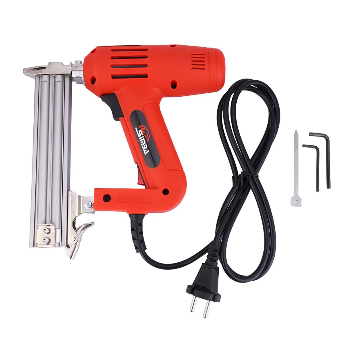 Fafeicy Pistola de Clavos Eléctrica Grapadora Clavadora de Alta Potencia de 2200 W, Capacidad de Clavos de 100 Piezas, Clavo Recto F30, Adecuada para Herramientas de Carpintería (Enchufe