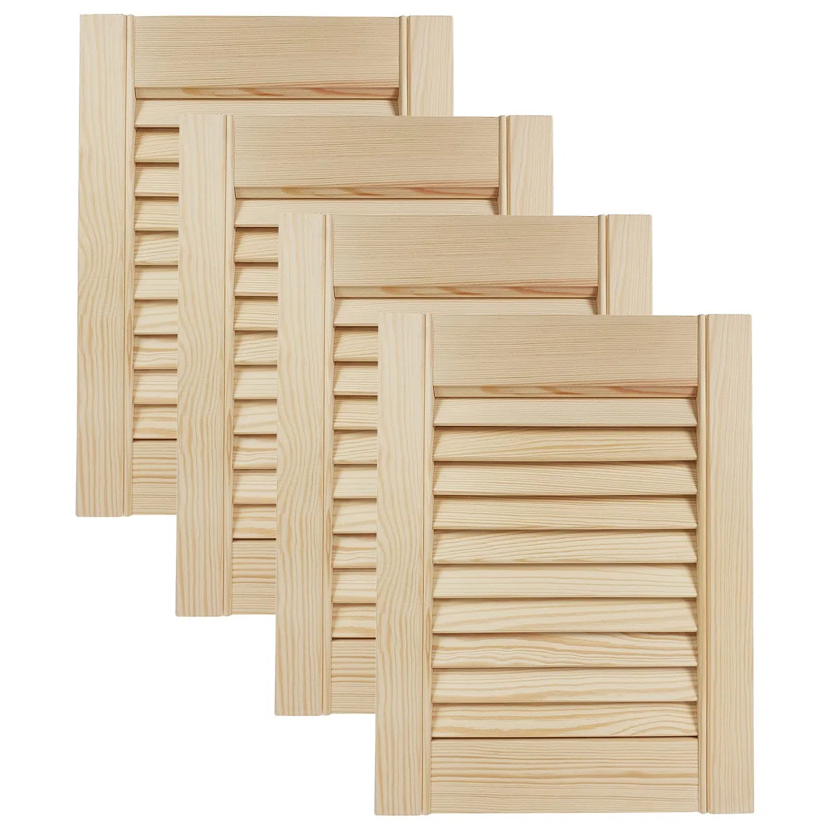 DecoMeister Puerta de Lamas Tipo Persiana de Lumbrera de Celosía de Madera Maciza de Pino Para Armarios Frente de Mueble con Listones Abiertos de Dimensiones 294x395 mm Juego de Cuatro Piezas