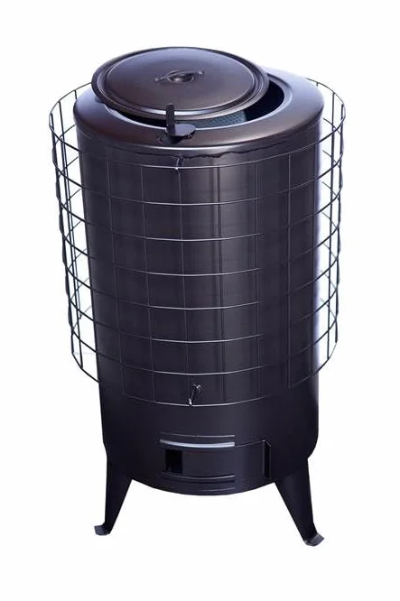 Estufa De Leña Redonda, Temperatura de los humos: 305ºc, Potencia 8.8 Kw Para Calentar Una Superficie De 50 M², Estufa Grande Chapa Para Leña, Estufa De Leña, Estufa De Carbon y Leña (Negro)