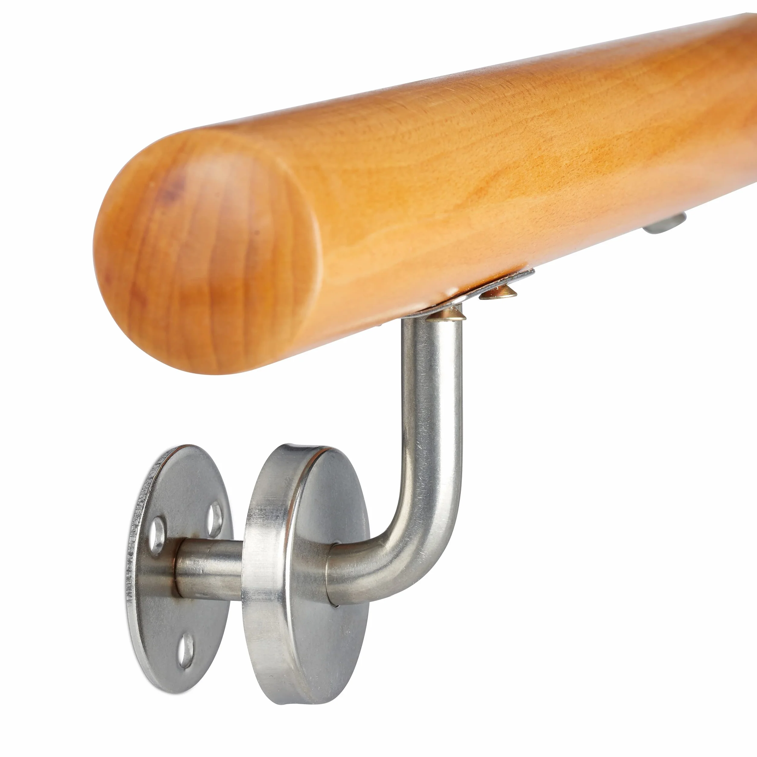Relaxdays Pasamanos Escalera Rústica con Soportes, Madera de Haya, Natural, 150 cm