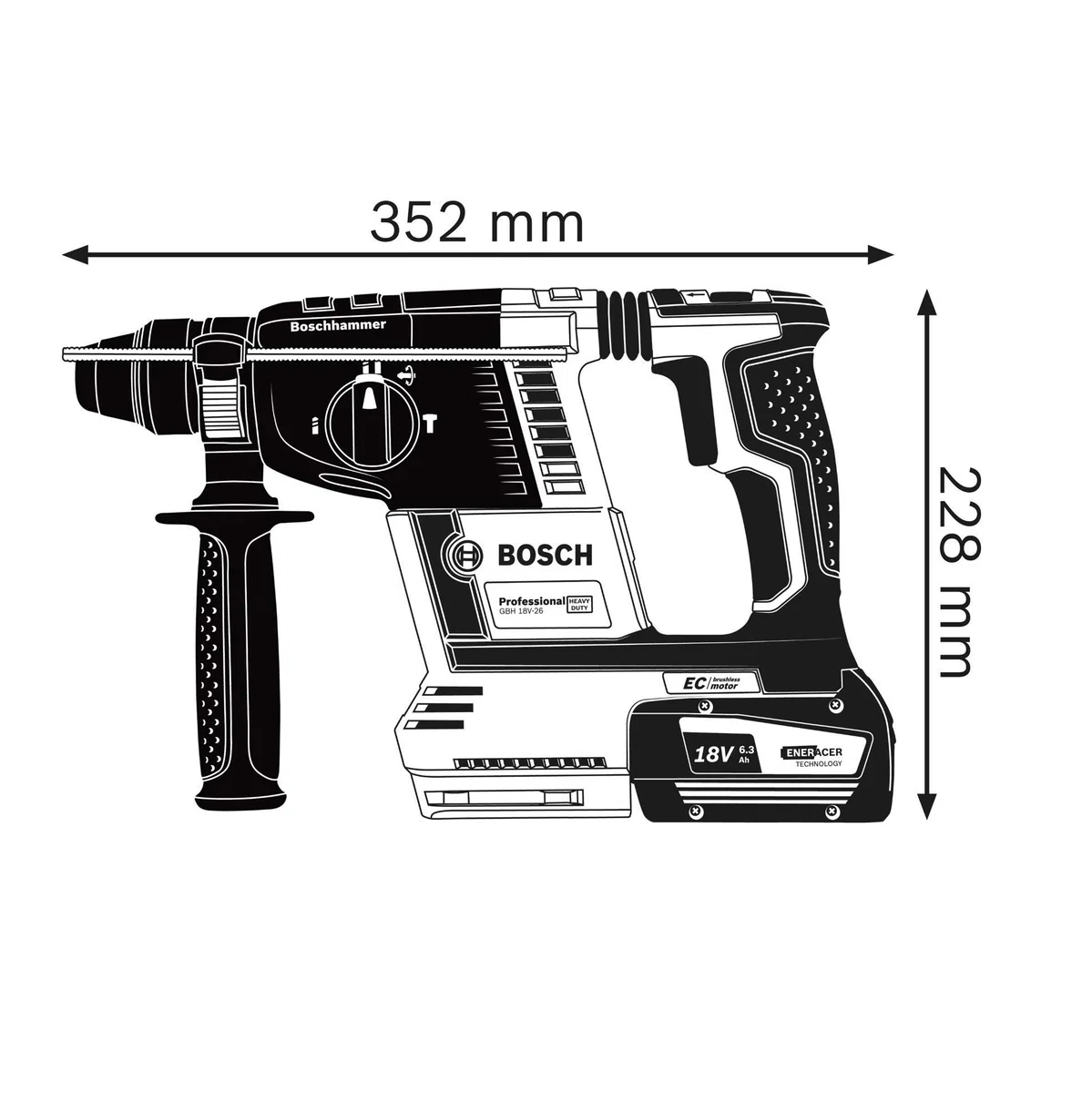 Bosch Professional 18V System GBH 18V-26 - Martillo perforador a batería (Brushless, 2,6 J, Ø máx. 26 mm, SDS plus, sin batería, en L-BOXX)