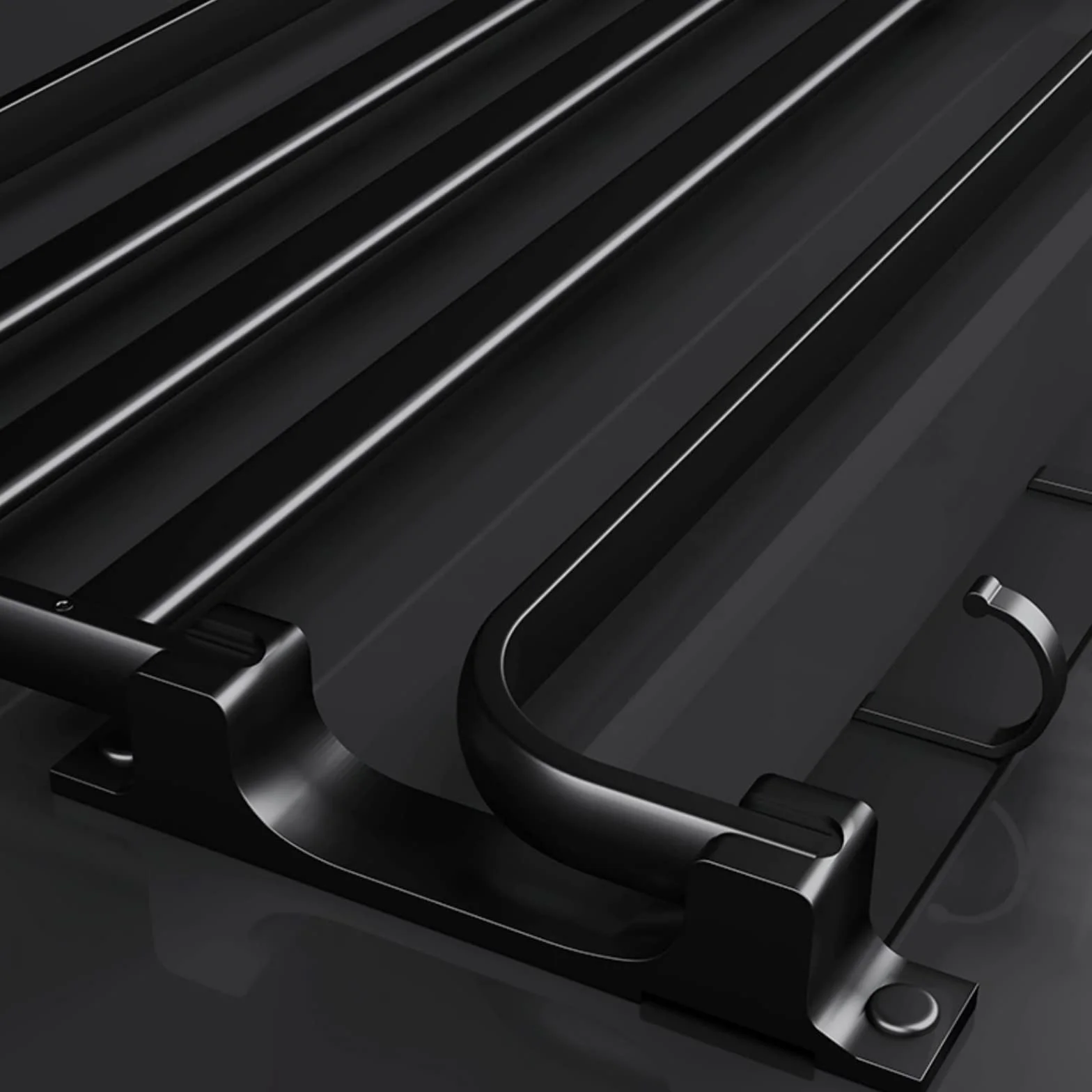Toallero adhesivo de pared 58 cm negro, con 5 ganchos, para baño y cocina sin taladrar
