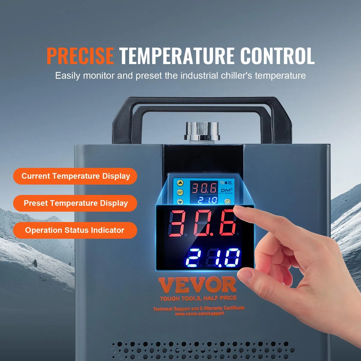 VEVOR Enfriador de Agua Industrial KH-6000 Sistema de Refrigeración por Agua Industrial 200 W con Compresor Tanque de Agua de 12 L 7,8 l/min para Máquina de Refrigeración de Grabado Láser de CO2