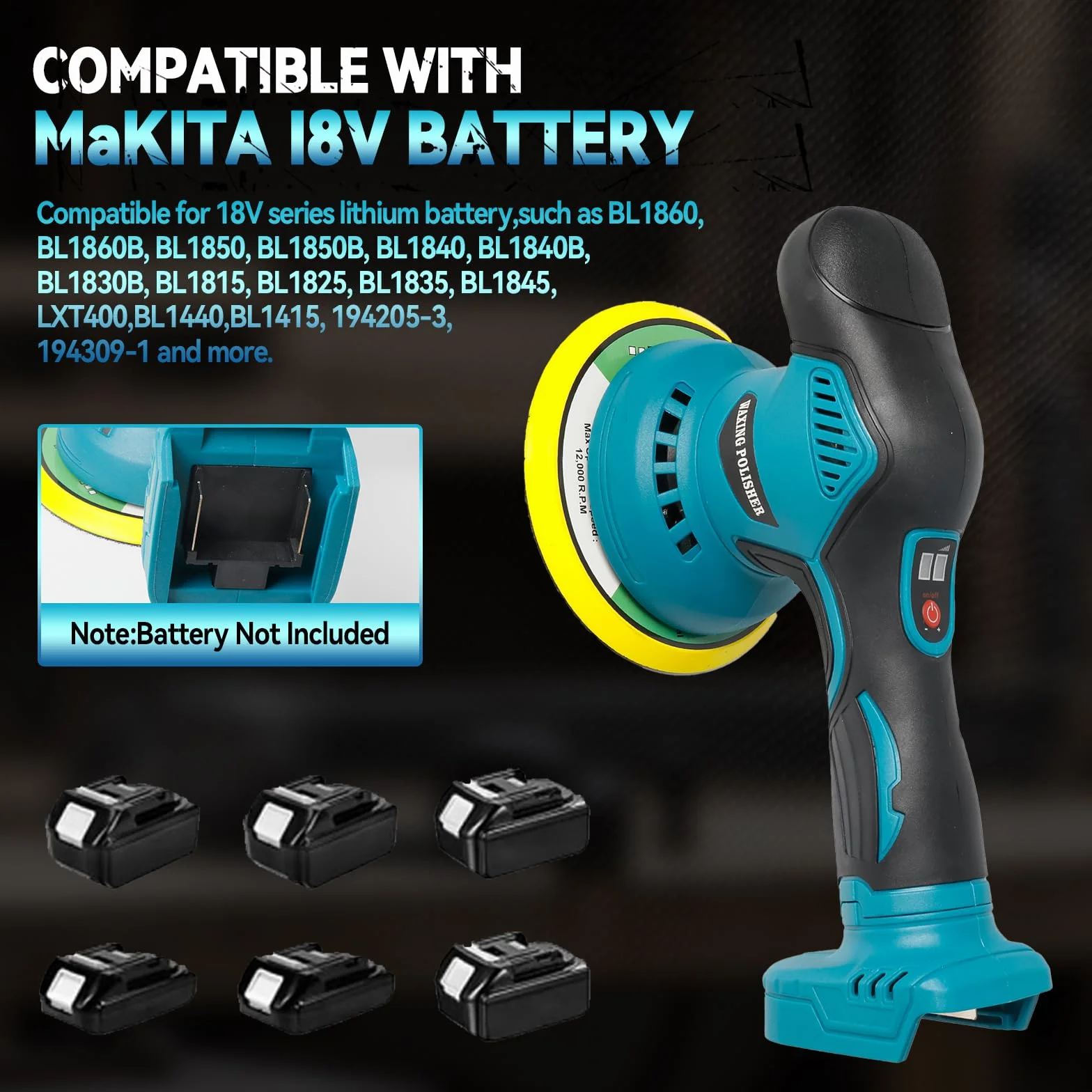 Pulidora inalámbrica para coche Makita, sin escobillas de 6 pulgadas, 8 velocidades variables, 5500 rpm, pulidora excéntrica para detalles de coche, depilación de arañazos (sin batería)