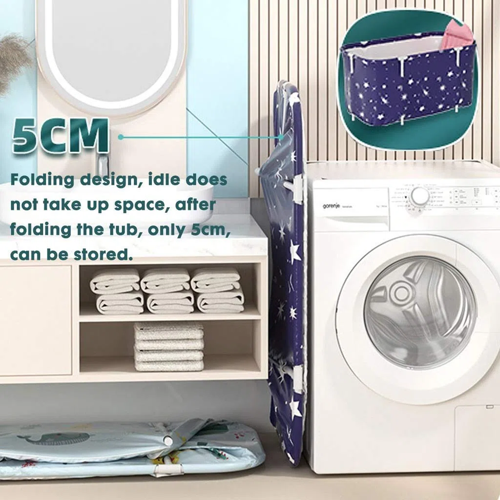 Bañera portátil plegable extra grande de plástico – Spa piscina para adultos y niños, 120 cm