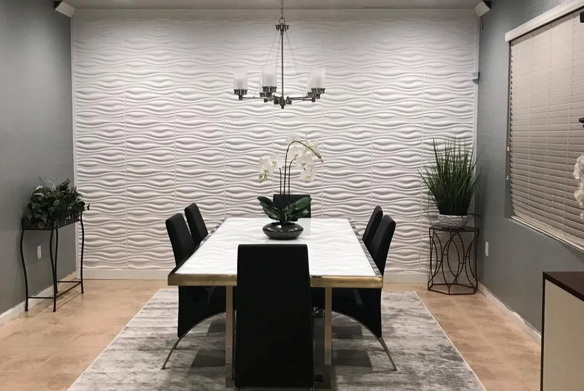 Art3d Paneles de pared 3D con textura de tablero de ondas de PVC, onda blanca, 12 tejas,cubrir de 3 metros cuadrados