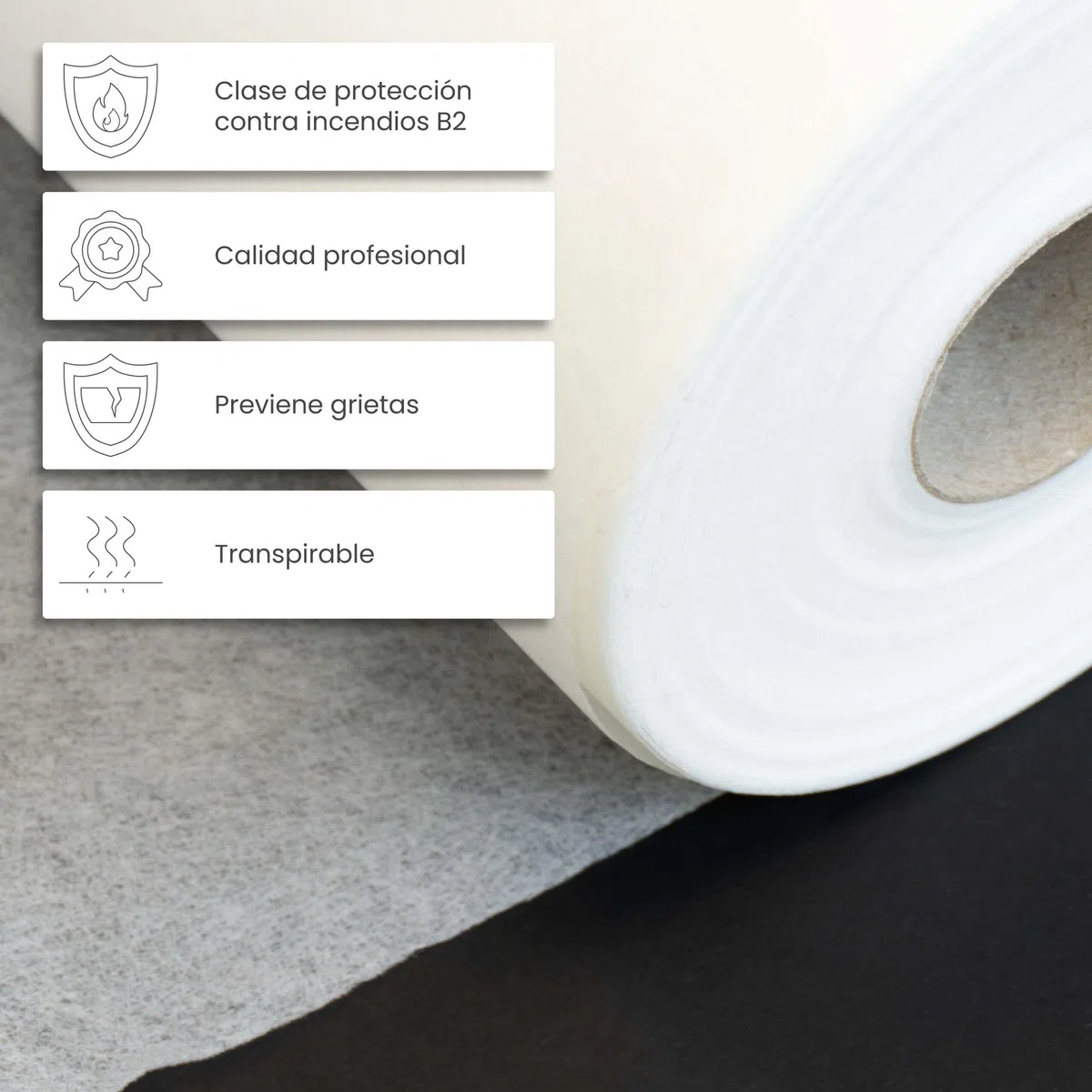 50 m velo para pintar de fibra de vidrio, fieltro de cobertura 55 g/m², 1 m de ancho, velo de renovación para refuerzo alisado y pintura, blanco