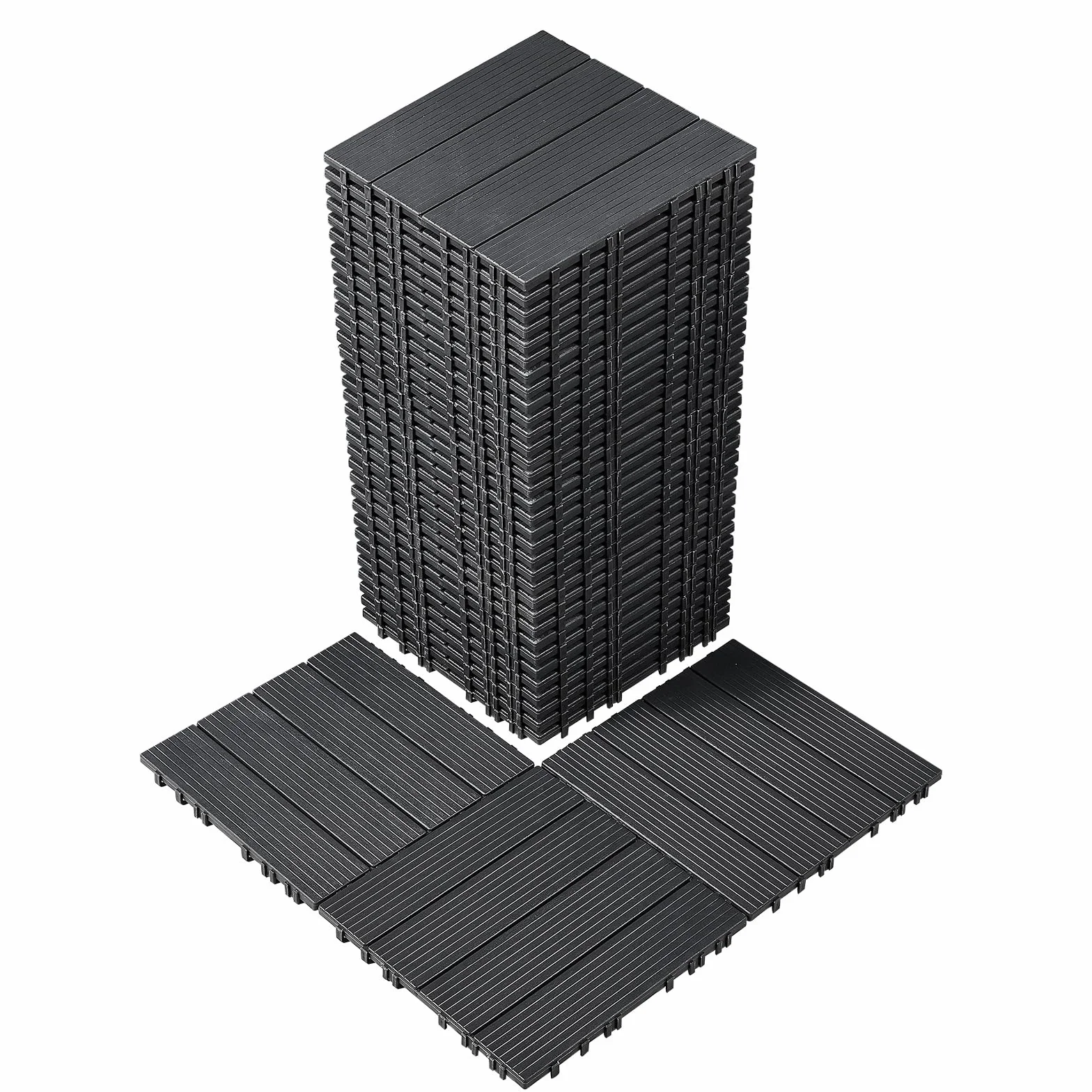 VEVOR Azulejos Entrelazados para Terraza, 33444 c㎡, Plástico, Resistentes al Agua, para Uso en Exteriores, para Todo Tipo de Climas, para Porches, Piscinas, Balcones, Gris Oscuro, 300 x 300 x 20 mm