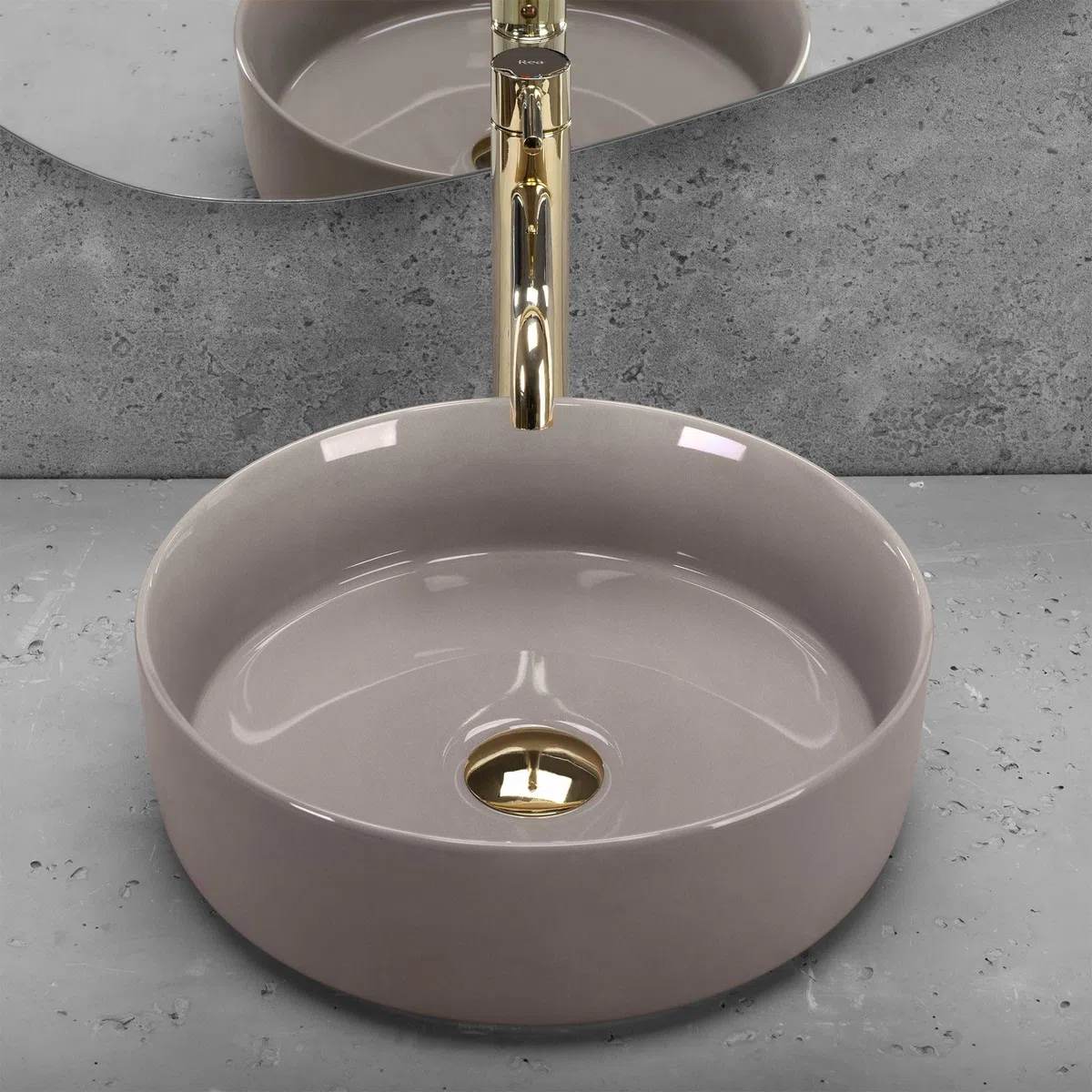 Lavabo Sobre Encimera Rea Sami Shiny Beige