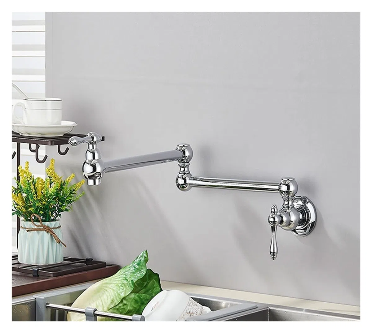 Grifo de llenado de ollas Grifo de cocina de latón Oro cepillado Sing Fregadero de cocina frío Grifo de agua Grifo monomando Grifo de rotación 360 Montado en la pared ( Color : Chrome A , Size : Y )