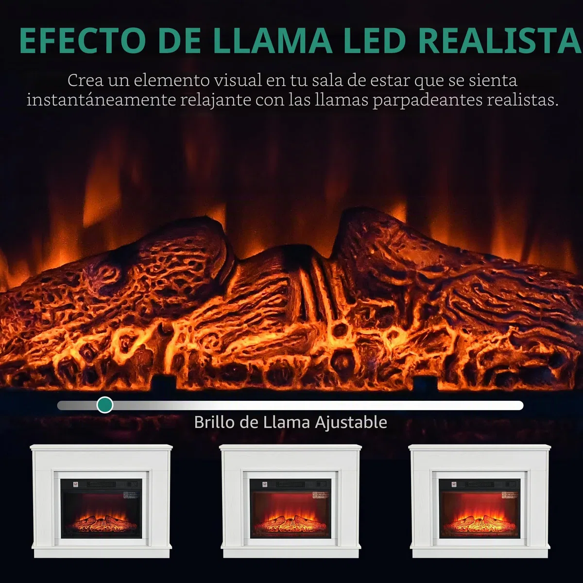 YITAHOME Chimenea Eléctrica Blanca 23″ con Efecto de Llama 3D y LED 24 Colores