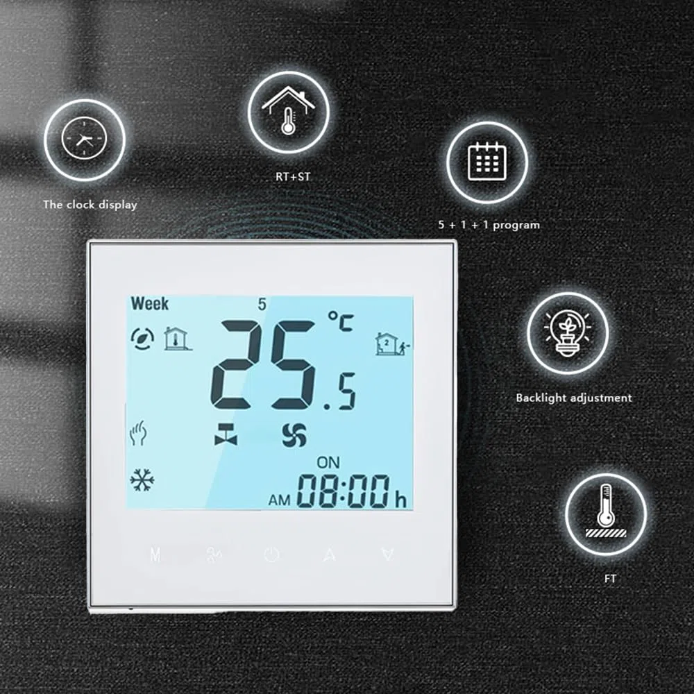 Wi-Fi Termostato - Serie 1000 Termostato con Pantalla Táctil Programable para Calefacción o Aire Acondicionado - Control Remoto Desde Teléfono Móvil Compatible con Alexa,Google Home,IFTTT