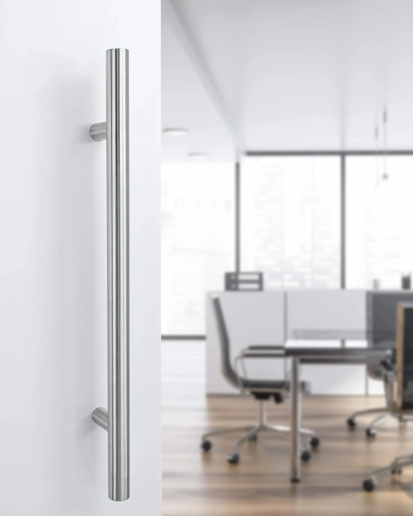 Gedotec Puerta delantera tiradores redondos rectos de acero inoxidable - HE10008 | Longitud 600 mm | Distancia entre agujeros 400 mm | Mango de barra Ø 30 mm | diseño material sujeción - 1 pieza