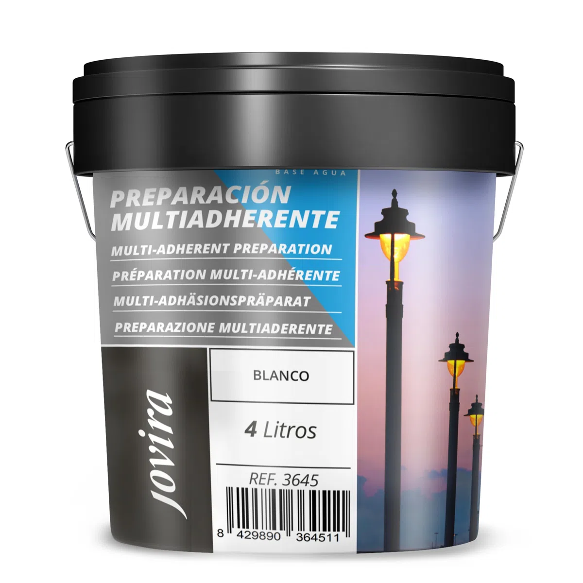JOVIRA PINTURAS Preparación Multiadherente | 4 L| Mate al Agua. Imprimación para superficies difíciles (galvanizado, acero, aluminio, PVC rígido, madera, etc). (4 Litros, Blanco) C-01