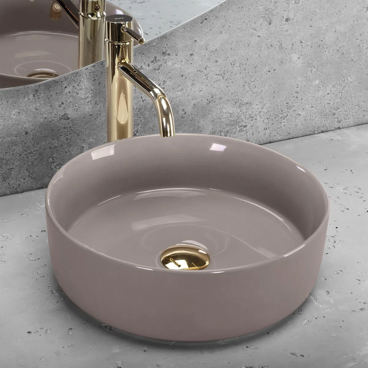 Lavabo Sobre Encimera Rea Sami Shiny Beige