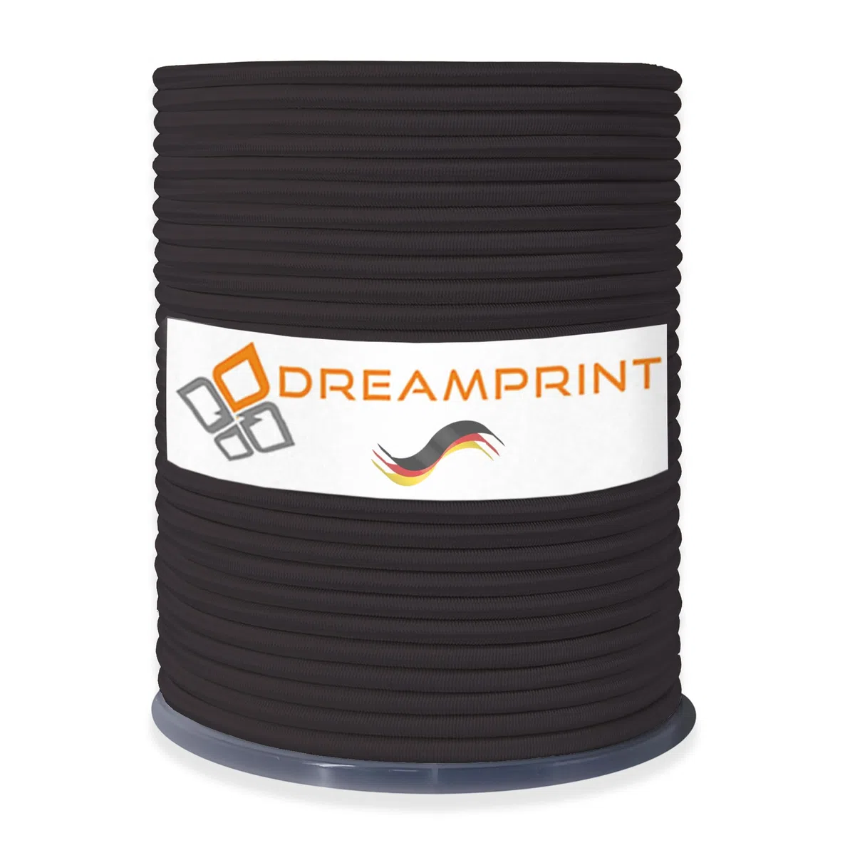 Dreamprint Cuerda elástica de 100 m, color negro, 8 mm Ø - Cuerda de goma, cuerda plana, cuerda elástica para interiores y exteriores - Resistente a la intemperie y a la rotura - Ideal para la
