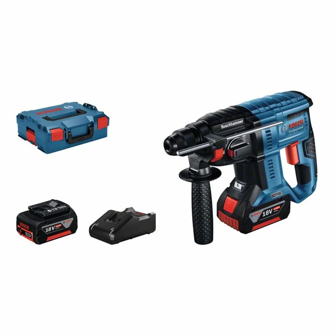 Bosch Professional 18V System GBH 18V-21 - Martillo perforador a batería (Brushless, 2,0 J, Ø máx. hormigón 21 mm, SDS plus, 2 baterías x 4,0 Ah, en L-BOXX)