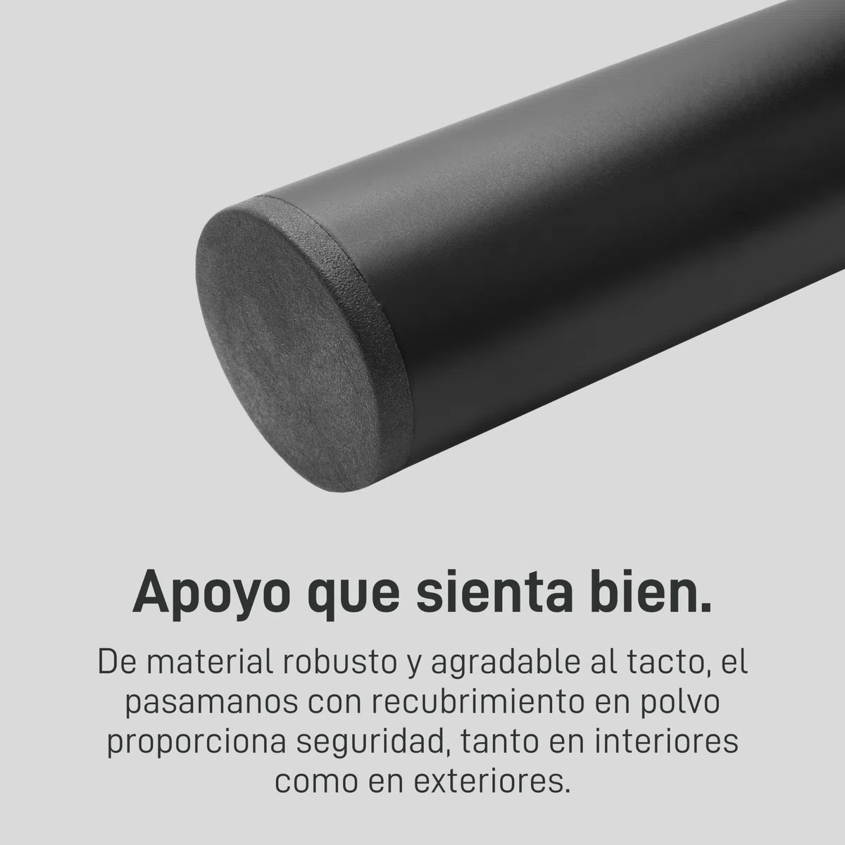 Natural Goods Berlin Juego de pasamanos Tube, pasamanos para escaleras, color negro, 100 cm y 2 soportes anchos, barandilla para escaleras exteriores, pasamanos con recubrimiento de polvo, barra de