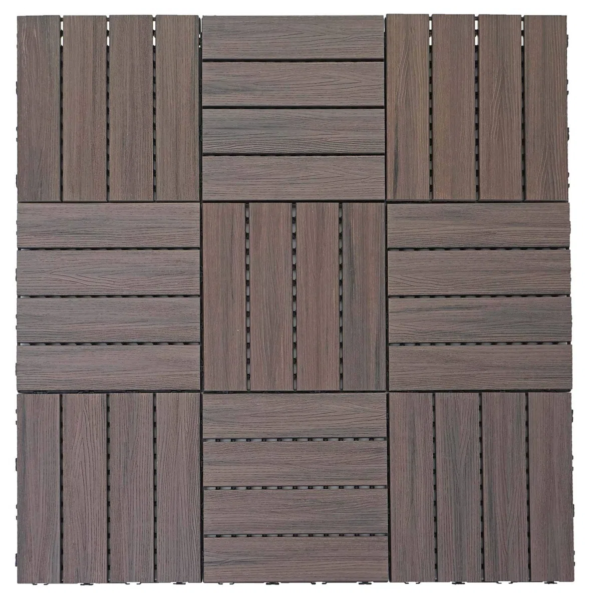 Mendler WPC HWC-E20 - Baldosa para Suelo (Aspecto de Madera, para Balcones y terrazas), 11x je 30x30cm = 1qm, geprägt Grau-Braun