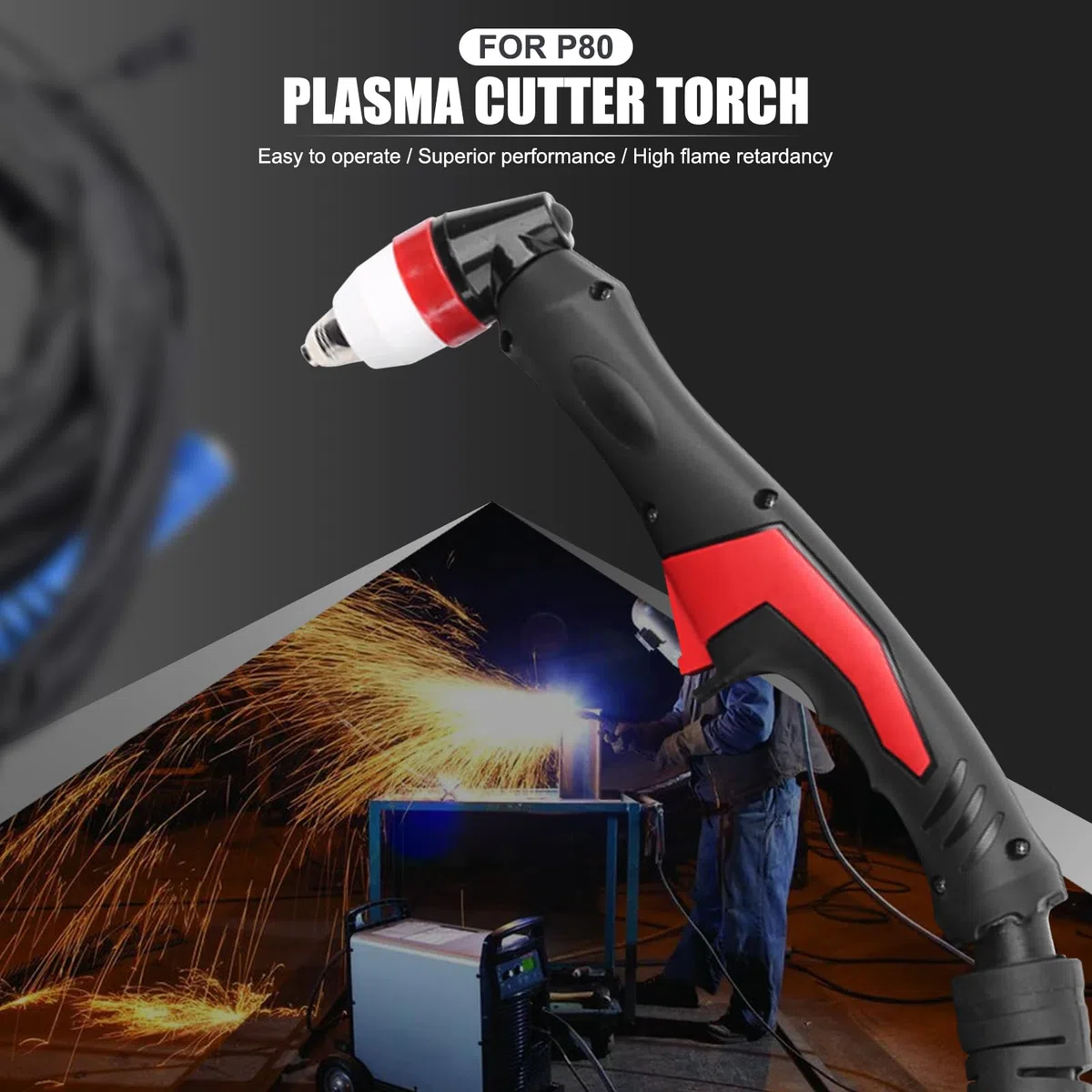 Último P80 Antorcha Cortador de plasma Soldadura Pistola de corte Arco piloto Arranque no táctil 2 pines Conector HF Cable completo para máquina CNC LGK60 LGK80 LGK100(4M)