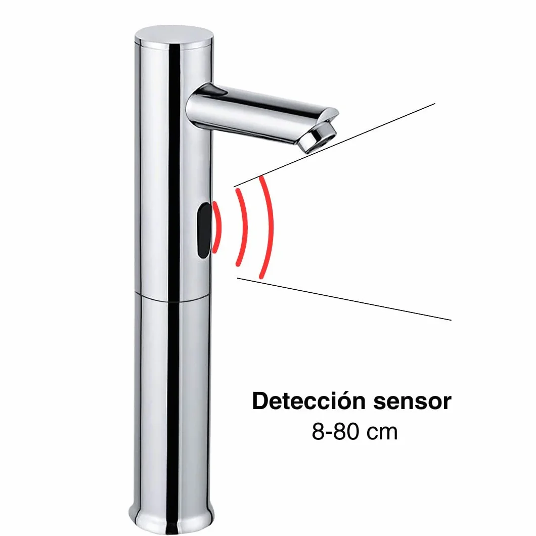 Grifo electrónico de lavabo (Alto) L1, grifo con sensor automático 1 agua (fría)