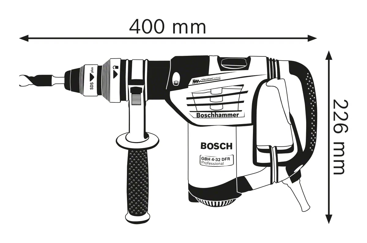 Bosch Professional martillo perforador GBH 4-32 DFR (incl. portabrocas intercambiable SDS plus, empuñadura auxiliar, portabrocas intercambiable 13 mm, maletín)