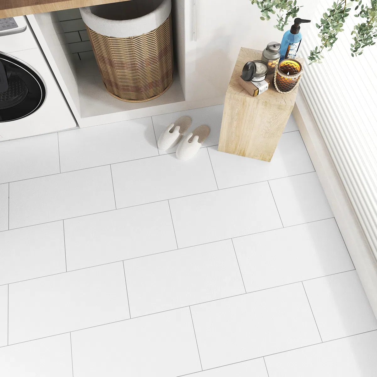 15 Piezas Baldosas Adhesivas Suelo Blanco Suelo Vinilo Autoadhesivo Baño Impermeable Vinilo Suelo Cocina Suelo PVC Lavable Loseta Vinilica Blanco Losetas Autoadhesivas 60cm x 30cm