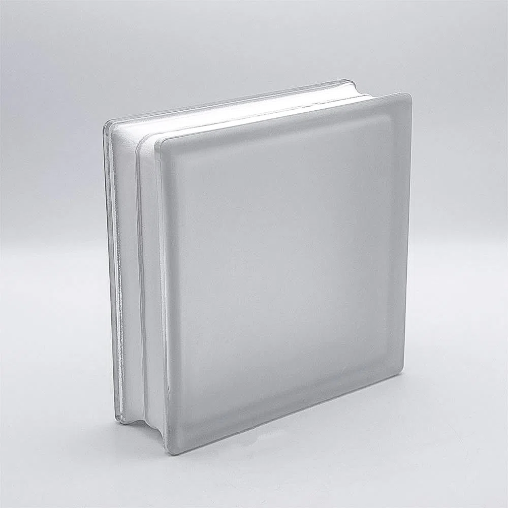Bloque de vidrio básico vista completa transparente 1 cara satinado 24x24x8 cm - 4 piezas