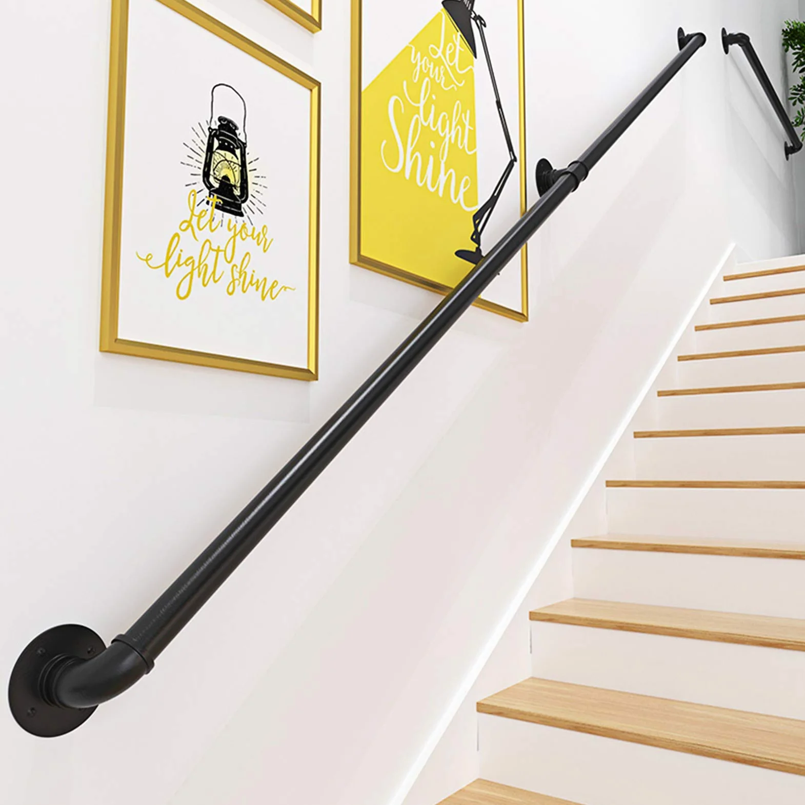 Pasamanos de escalera de hierro forjado para interiores y exteriores, poste de apoyo para barandillas de escaleras para niños mayores, reposabrazos antideslizante,360cm