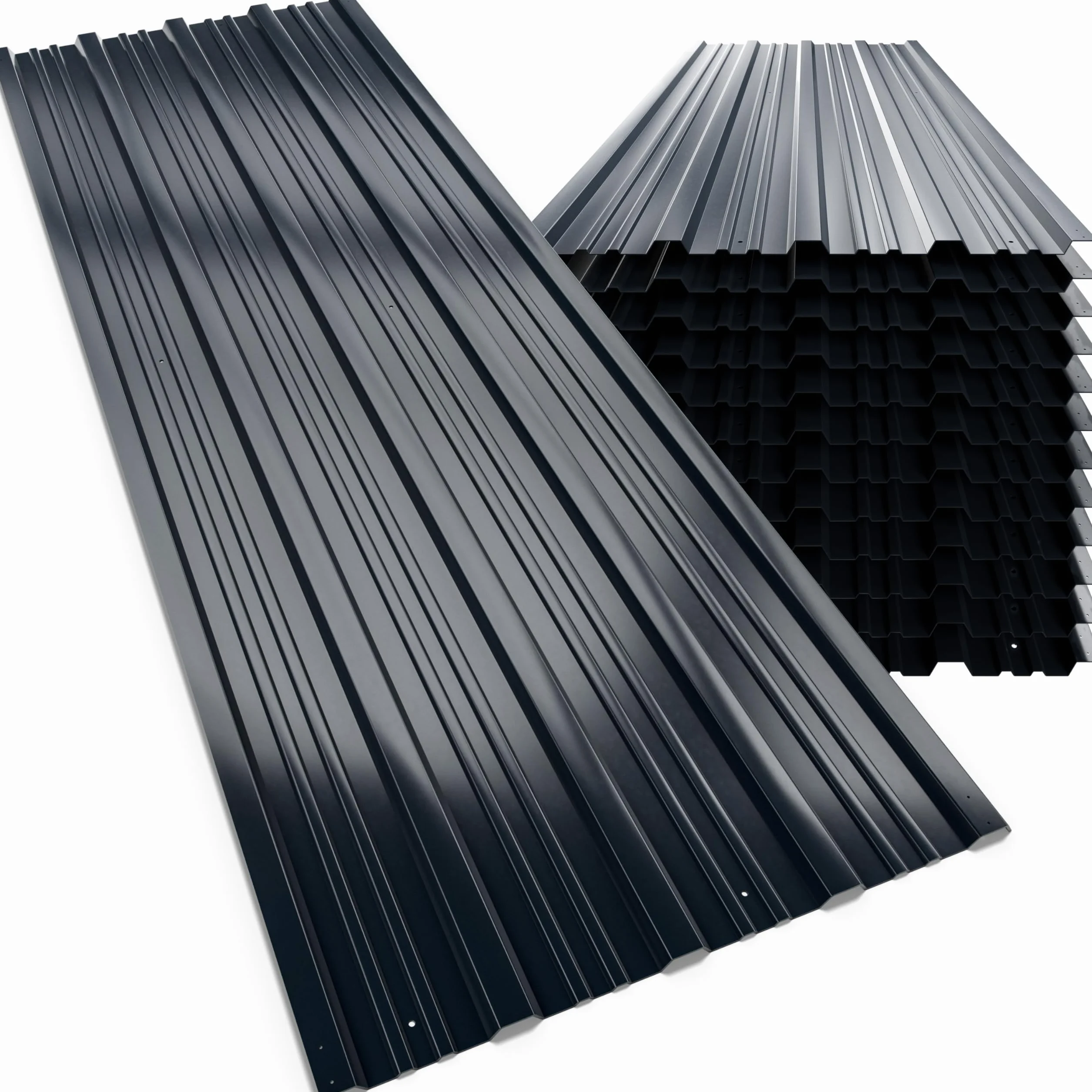 DEUBA® 12x Paneles para Tejado, Chapa Ondulada, Perfiladas Techo 7m², Placa Sandwich Perforada Galvanizadas, Cobertizo Garaje, Revestimiento Pared Caseta Exterior, 129x46cm, Construcción