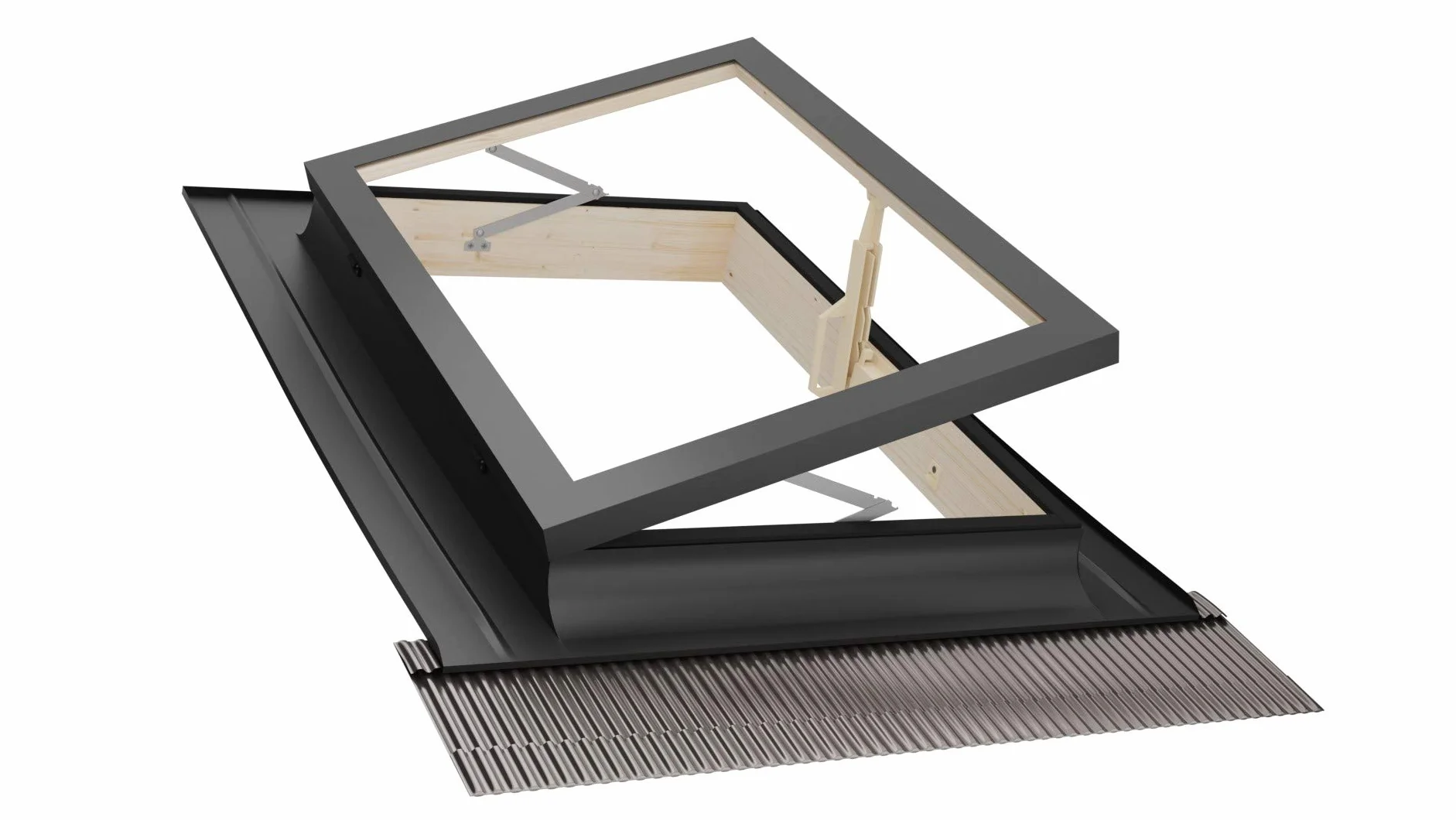 Emica - Claraboya abertura Libro de Aluminio | Línea Best Vidrio Antigranizo y Seguridad Interna 4T-9-4T | Madera de abeto | Ideal para salida de tejado | Ventanas para Tejados (45x55 Base x Alto)