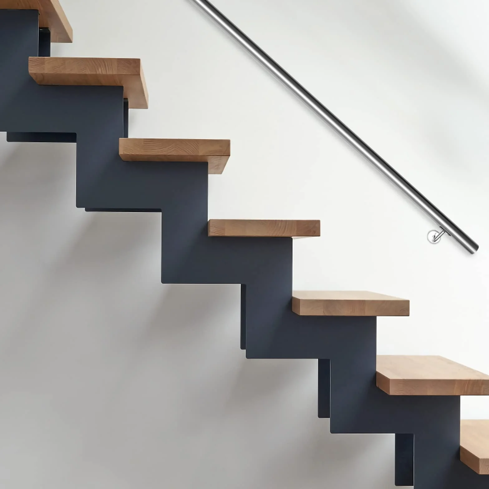 Fiqops Pasamanos de acero inoxidable, 150 cm de diámetro, 42 mm de diámetro, pasamanos de pared, escaleras para exterior e interior, estable, incluye soportes de pared, material de montaje