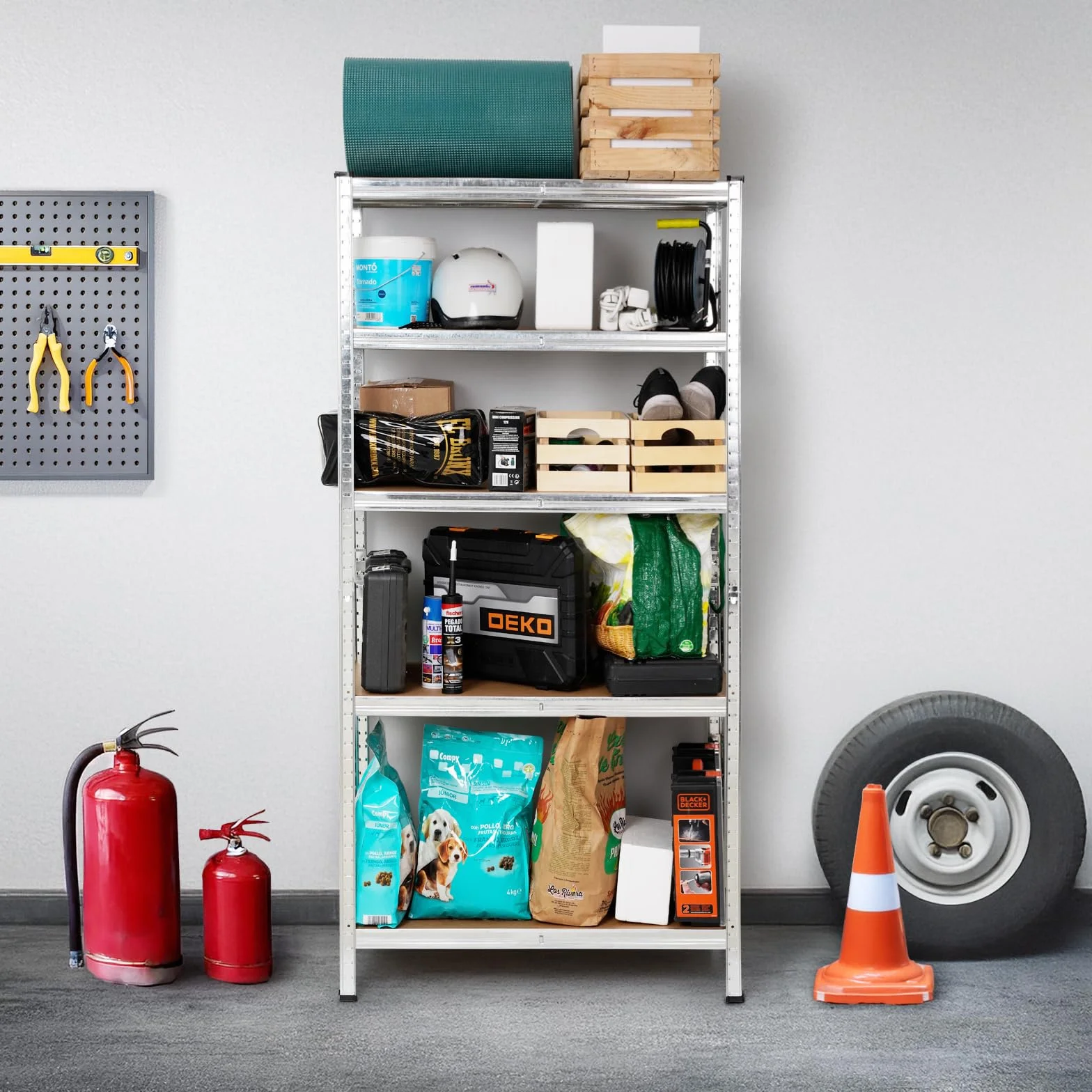 The Homeweeks Pack 2 Estanterías Almacenaje Metálicas 180 * 90 * 40cm | Acero Galvanizado | Modular 5 Baldas Ajustables | 175 kg por Estante 875 kg Total | Montaje Suelo | System Click & Push