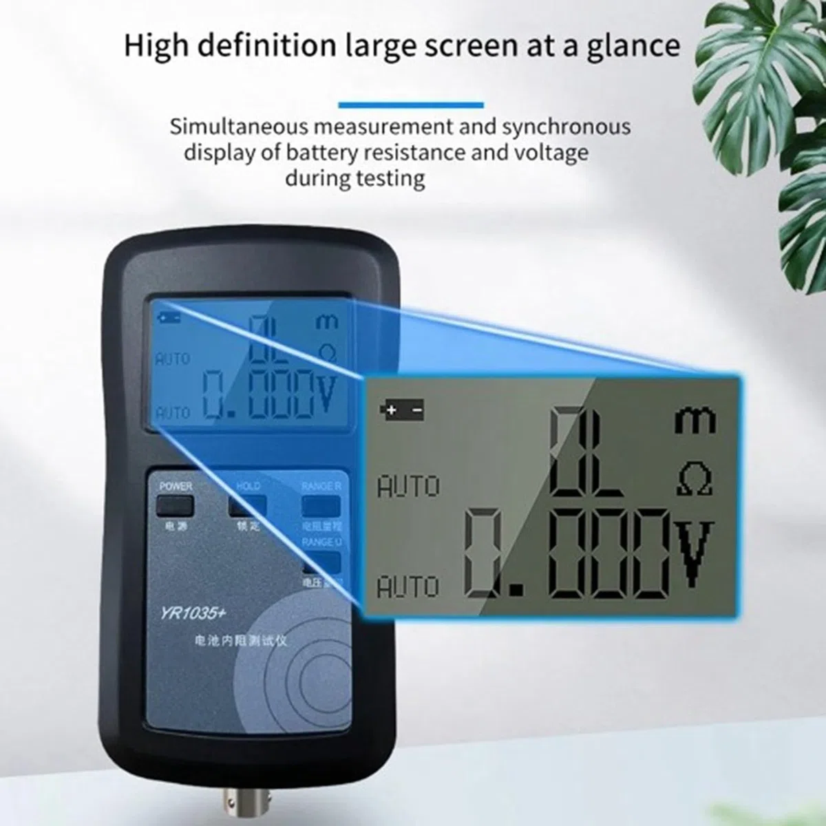 YR1035+ Probador de Resistencia Interna de Batería de Litio de 4 Cables, Ohmímetro Interno de Batería de 100 V para Batería de Iones de Litio Ni- Ni-CD, A