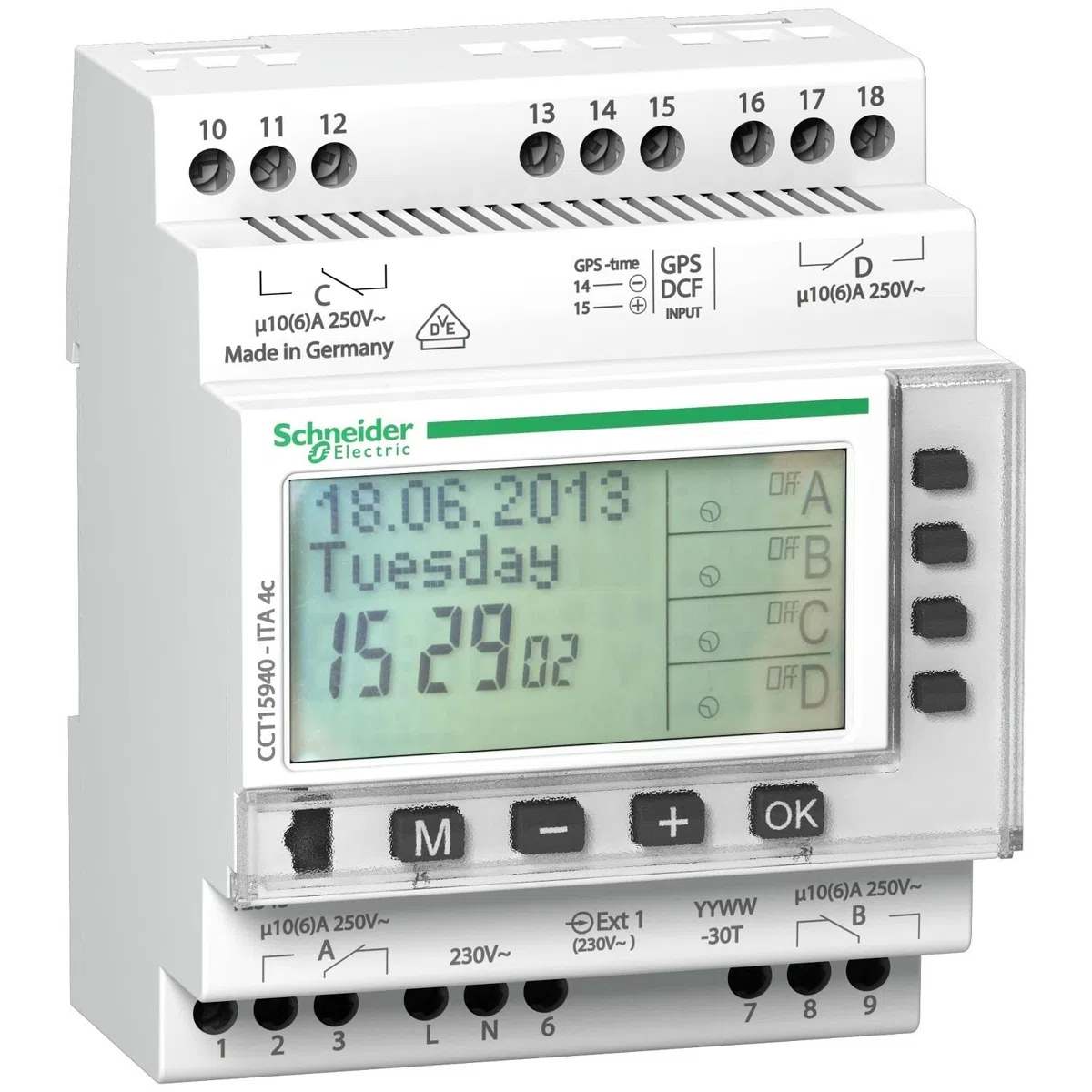 Schneider Electric CCT15940 Interruptor de Tiempo Annual, 4 Canales