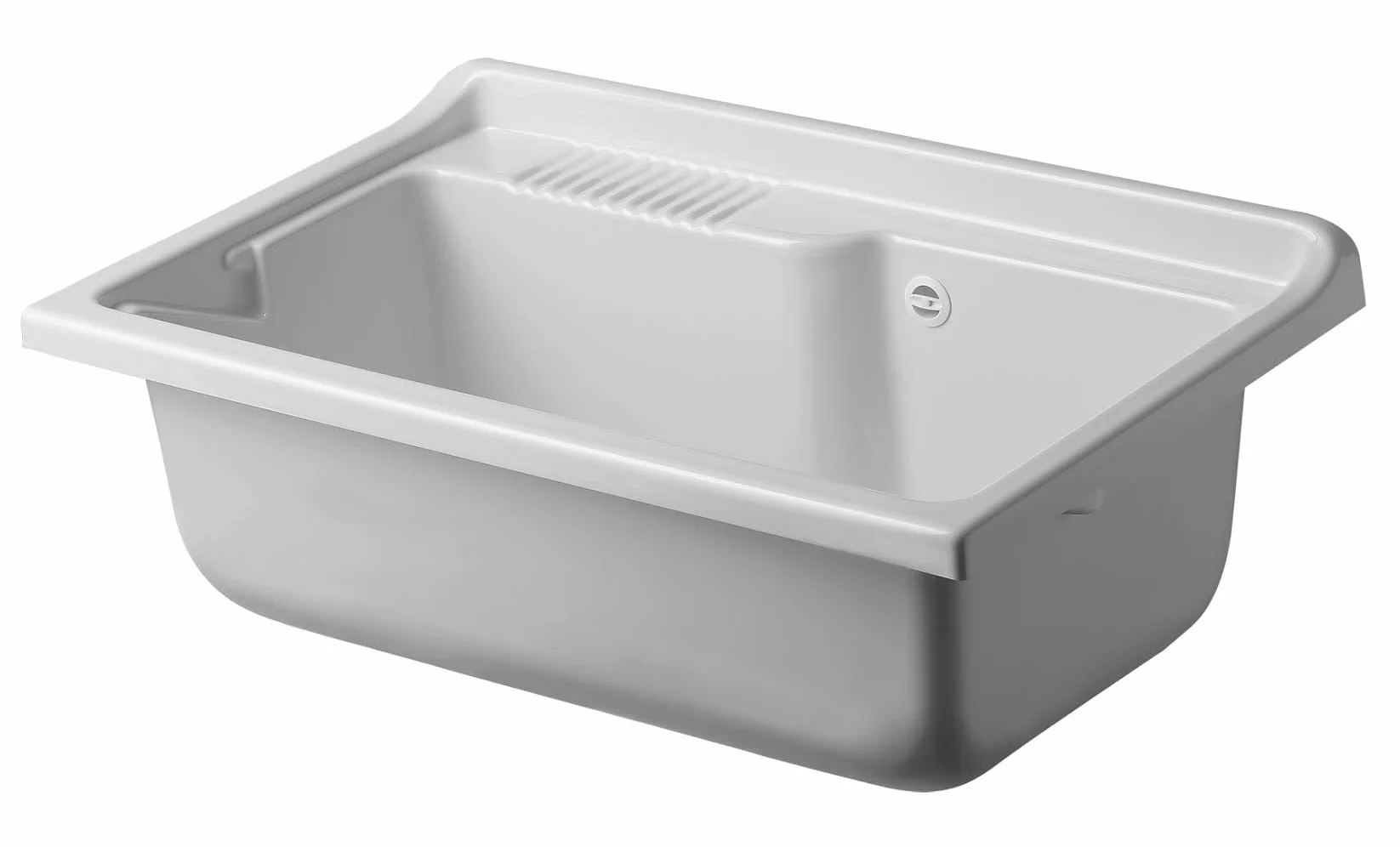 Negrari Bañera de apoyo de resina PP para lavabo, resistente a la humedad, resistente a los ácidos de uso común, kit de desagüe incluido, interior y exterior, 80 x 50 x 30 cm, blanco
