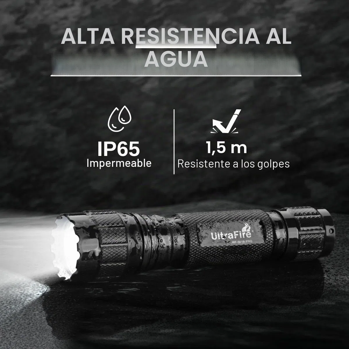ULTRAFIRE Linterna táctica con estuche, 1200 lúmenes, linterna LED monomodo con cinturón de servicio soporte de antorcha, para aplicación de la ley, patrulla, seguridad, exterior, WF-501B PRO