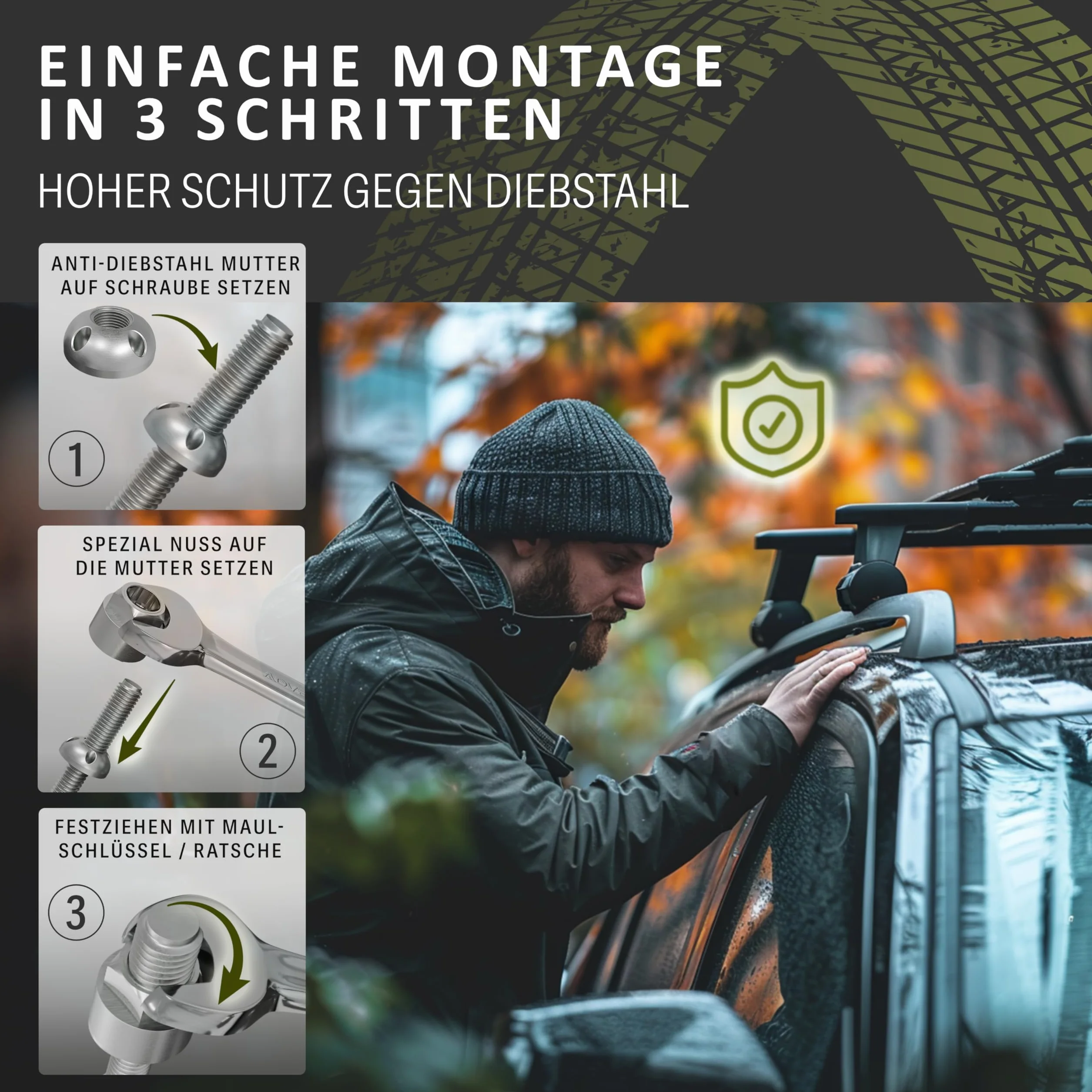 4 + 1 Tuercas antirrobo – Tuerca de seguridad antirrobo con llave especial – varios juegos de tamaños, forma especial – M5, M6, M8, M10 acero inoxidable (M8, 4 tuercas, 1 tuerca)