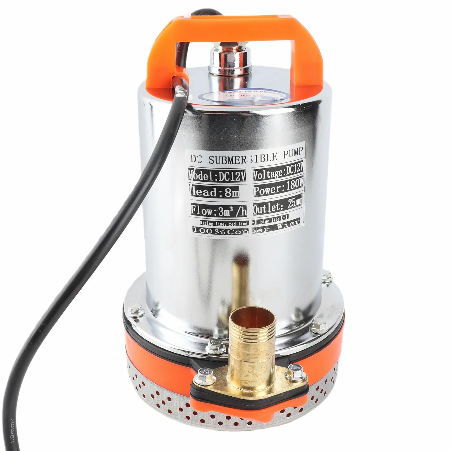 Bomba Sumergible de 12 V CC Bomba de Agua Solar Bomba de Agua Sumergible Solar con Batería Pequeña Ideal para Riego, Acuicultura y Drenaje de Piscinas, Elevación máxima: aprox. 8
