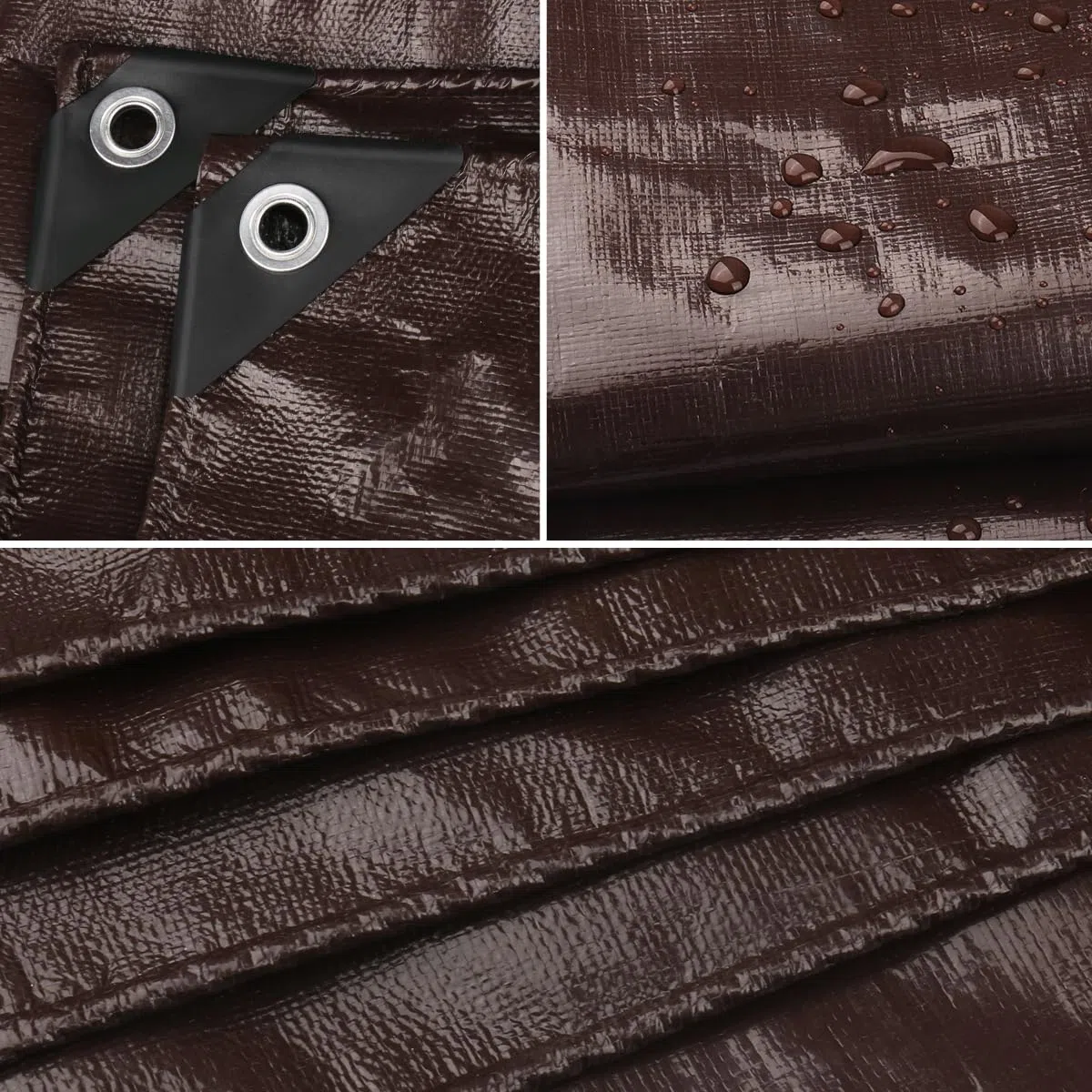 Onarway Lona impermeable y resistente: 5 m x 5 m, 150 g/m², impermeable, con ojales reforzados, lona multiusos para exteriores, color marrón y negro