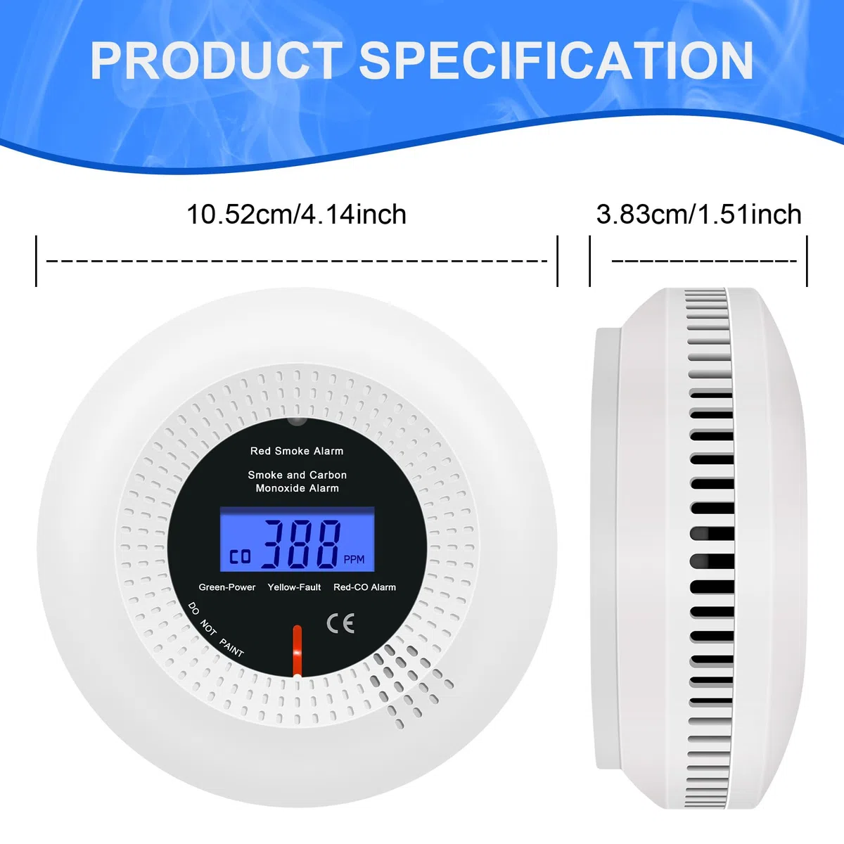 Detectores de humo y monóxido de carbono, alarmas combinadas de humo y monóxido de carbono para el hogar, con pantalla digital, aprobadas por EN 50291 y EN14604. 3 unidades