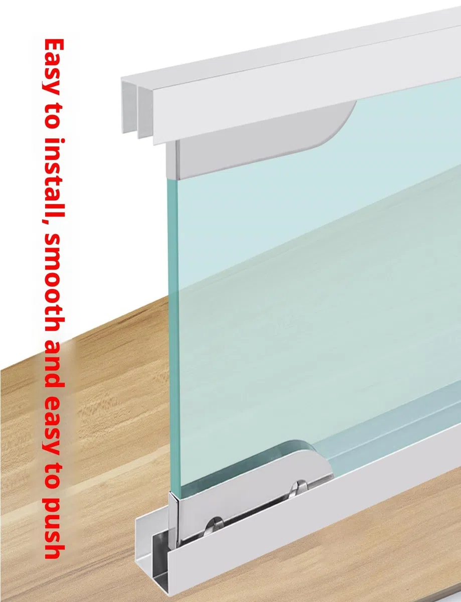 Guías para puertas correderas, Puerta corredera de doble carril con polea for vitrina cristal 3-5 mm, 20-200 cm(100cm)