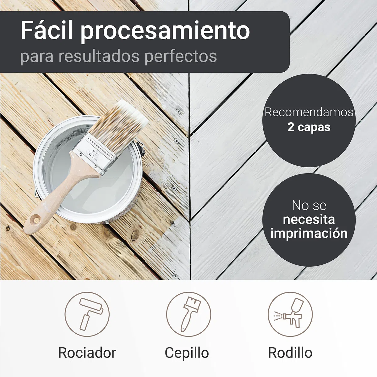WO-WE Pintura de madera W420 Esmalte para Muebles Puertas al Agua Blanco puro - 5L