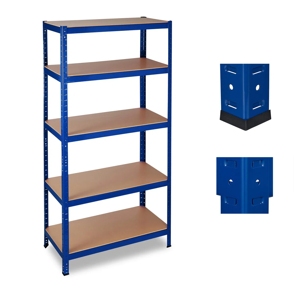 Relaxdays Estantería de almacén, 1325 kg, Cinco estantes, Ensamblaje, Organizador, Acero, 180 x 90 x 45 cm, Azul