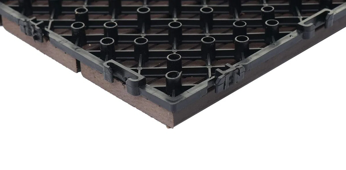 Mendler WPC HWC-E20 - Baldosa para Suelo (Aspecto de Madera, para Balcones y terrazas), 11x je 30x30cm = 1qm, geprägt Grau-Braun