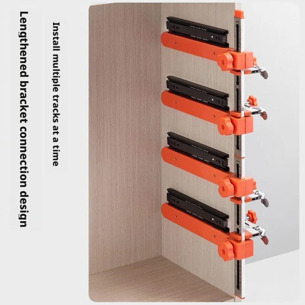 Kit de plantilla de instalación de corredera de cajón, plantilla de hardware de gabinete de precisión ajustable con abrazadera de palanca y brazo magnético, instalación fácil y rápida, fácil de usar